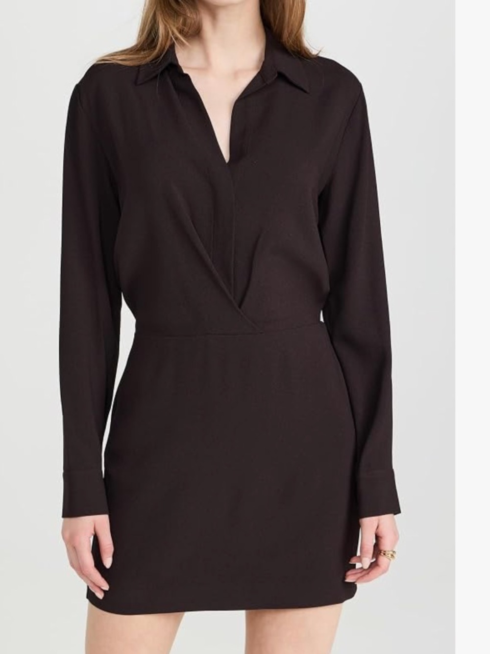 Theory The Good Collection Rosina Long-Sleeve Shirt Dress in Mink